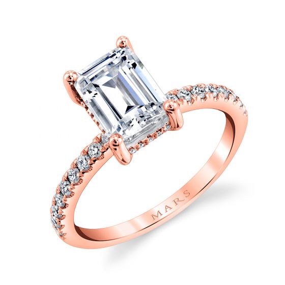 14K Rose Gold 8X6 0.30 ct Emerald Engagement Ring